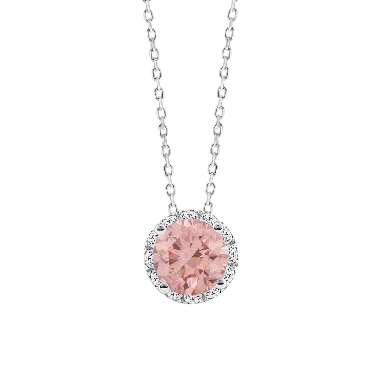 ETERNAL BLUSH COLLECTION LADIES PENDANT 1 1/4CT ROUND DIAMOND 14K WHITE GOLD (CENTER STONE PINK ROUND DIAMOND 1CT) 1 ETERNAL BLUSH COLLECTION LADIES PENDANT 1 1/4CT ROUND DIAMOND 14K WHITE GOLD (CENTER STONE PINK ROUND DIAMOND 1CT) - Image 1