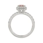 14K White Gold 4.00Ct Round Diamond Halo Ring For Women 3.00Ct Pink Radiant Cut Center Stone With Round Diamond Halo (Color F-G -Clarity Vs1/Vs2) - Image 2