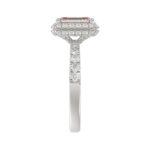 14K White Gold 4.00Ct Round Diamond Halo Ring For Women 3.00Ct Pink Radiant Cut Center Stone With Round Diamond Halo (Color F-G -Clarity Vs1/Vs2) - Image 4