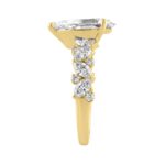 14K Yellow Gold 3.00 Ct Diamond Halo Engagement Ring For Women Elongated 2Ct Pear Cut Center Stone With Round & Marquise Side Stones, Luxury Brida - Image 3