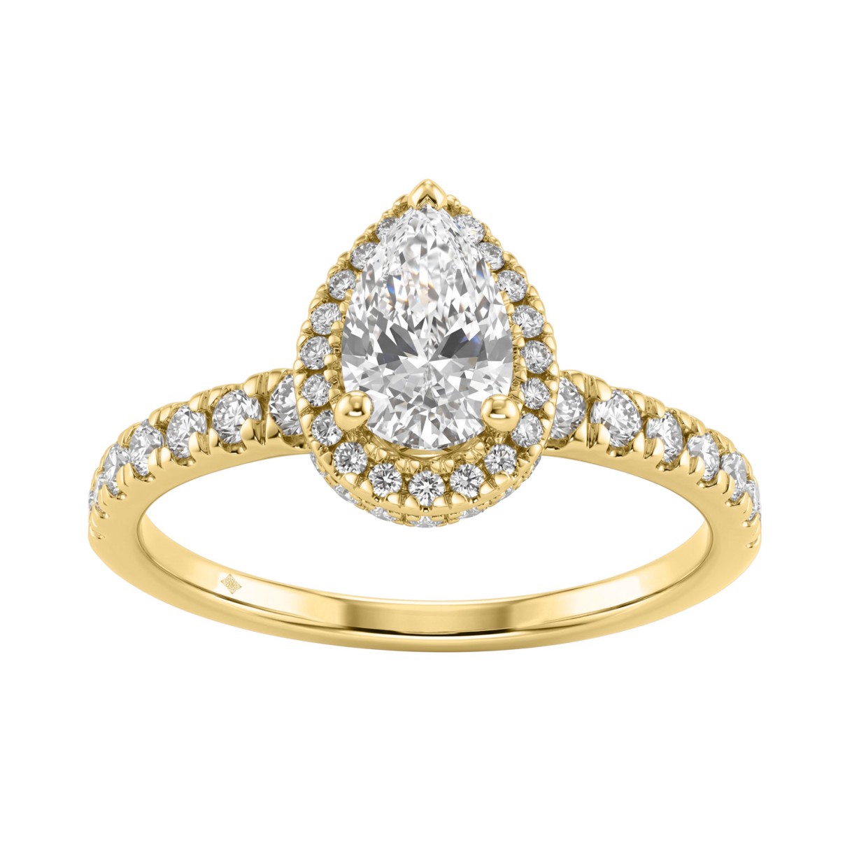 Round Cut Lab-Grown Diamond Engagement Ring 1 1/4Ct In 14K Yellow Gold Ladies Fine Jewelry Ring 3/4Ct Pear Center Stone (Color F-G -Clarity Vs1/Vs2) 1 Round Cut Lab-Grown Diamond Engagement Ring 1 1/4Ct In 14K Yellow Gold Ladies Fine Jewelry Ring 3/4Ct Pear Center Stone (Color F-G -Clarity Vs1/Vs2) - Image 1