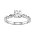 1 1/2Ct Round Lab-Grown Diamond Engagement Ring In 14K White Gold Ladies Bridal Ring 3/4Ct Round Center Stone (Color F-G -Clarity Vs1/Vs2)