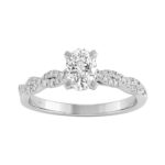 1.00Ct Round & Oval Diamond Classic Ring In 14K White Gold Ladies Fine Jewelry Ring 3/4Ct Oval Center Stone (Color F-G -Clarity Vs1/Vs2)