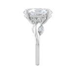 14K White Gold 5 1/2Ct Lab-Grown Diamond Engagement Ring For Women 5Ct Oval Center Stone With Marquise/Round Side Stones, Luxury Bridal Ring (Color F- - Image 3