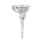 14K White Gold 5 1/2Ct Lab-Grown Diamond Engagement Ring For Women 5Ct Pear Center Stone With Marquise/Round Side Stones, Luxury Bridal Ring (Color F- - Image 3