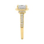 14K Yellow Gold 2 1/2Ct Elongated Cushion Cut Diamond Halo Engagement Ring With Round Diamonds Bridal Ring For Women 2Ct Cushion Center Stone (Color F - Image 3