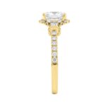 14K Yellow Gold 3 1/2Ct Cushion Cut & Baguette Lab Grown Diamond Halo Ring Round Side Stone Ladies Bridal Engagement Ring 3Ct Cushion Center Stone (Co - Image 3