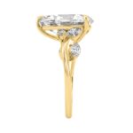 14K Yellow Gold 5 1/2Ct Lab-Grown Diamond Engagement Ring For Women 5Ct Pear Center Stone With Marquise/Round Side Stones, Luxury Bridal Ring (Color F - Image 3
