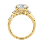 14K Yellow Gold 5 1/2Ct Lab-Grown Diamond Engagement Ring For Women 5Ct Round Center Stone With Marquise Side Stones, Luxury Bridal Ring (Color F-G -C - Image 2