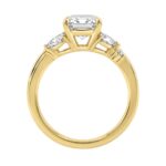 14K Yellow Gold Ladies Lab-Grown Brown Diamond Ladies Engagement Ring 3 1/2Ct Radiant, Round & Marquise With Side Marquise Accents 3Ct Radiant Cen - Image 2