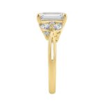 14K Yellow Gold Ladies Lab-Grown Brown Diamond Ladies Engagement Ring 3 1/2Ct Radiant, Round & Marquise With Side Marquise Accents 3Ct Radiant Cen - Image 3