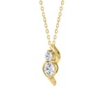 Elegant 14K Yellow Gold Ladies Pendant With 1.00Ct Round Diamonds In A Timeless Two-Stone Design. Complete With Chain And Perfect For Gifting. - Image 3