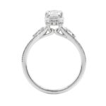 LADIES 14K White Gold 2 1/6Ct Diamond Engagement Ring Elongated Cushion Cut Center With Round Side Stones, Elegant Fine Ring 2Ct Cushion Center Stone - Image 2