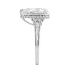 LADIES 14K White Gold 2 1/6Ct Diamond Engagement Ring Elongated Pear Cut Center With Round Side Stones, Elegant Fine Ring 2Ct Pear Center Stone (Color - Image 3