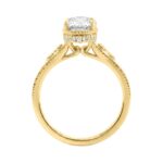 LADIES 14K Yellow Gold 2 1/6Ct Diamond Engagement Ring Elongated Oval Cut Center With Round Side Stones, Elegant Fine Ring 2Ct Oval Center Stone (Colo - Image 2