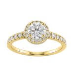 Ladies 14K Yellow Gold Engagement Ring With 1 1/4Ct Round Lab-Grown Diamonds Fine Jewelry 3/4Ct Round Center Stone (Color F-G -Clarity Vs1/Vs2)