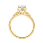 Luxury 14K Yellow Gold 2 1/6Ct Elongated Pear-Shaped Diamond Hidden Halo Ladies Engagement Ring With Round Diamonds 2Ct Pear Center Stone (Color F-G - - Image 2