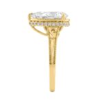 Luxury 14K Yellow Gold 2 1/6Ct Elongated Pear-Shaped Diamond Hidden Halo Ladies Engagement Ring With Round Diamonds 2Ct Pear Center Stone (Color F-G - - Image 3