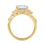 Luxury 14K Yellow Gold 5 1/2Ct Lab-Grown Diamond Ring 5Ct Emerald Center With Marquise & Round Side Stones For Women Engagement Ring (Color F-G -Clari - Image 2