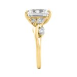 Luxury 14K Yellow Gold 5 1/2Ct Lab-Grown Diamond Ring 5Ct Emerald Center With Marquise & Round Side Stones For Women Engagement Ring (Color F-G -Clari - Image 3