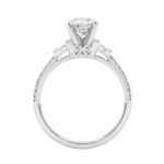Round Diamond Engagement Ring 1 1/4Ct 14K White Gold Ring With Round & Baguette Accent Diamonds For Women 1Ct Round Center Stone (Color F-G -Clari - Image 2