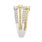 Women Luxury 14K White/Yellow Gold 1.00Ct Lab Grown Round Diamond Crossover Multi-Row Statement Ring (Color F-G -Clarity Vs1/Vs2) - Image 3