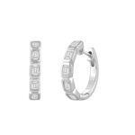 14K WHITE GOLD 1.00CT EMERALD DIAMOND LADIES EARRINGS - Image 3