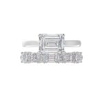 LADIES BRIDAL SET 3 1/2CT ROUND/EMERALD DIAMOND 14K WHITE GOLD (CENTER STONE EMERALD DIAMOND 2.00CT) - Image 5