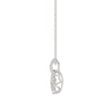 LADIES DANCING DIAMOND PENDANT WITH CHAIN 3/4CT ROUND/EMERALD DIAMOND 14K WHITE GOLD (CENTER STONE EMERALD DIAMOND 1/2CT) - Image 2