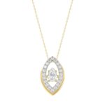LADIES DANCING DIAMOND PENDANT WITH CHAIN 3/4CT ROUND/PEAR DIAMOND 14K YELLOW GOLD (CENTER STONE PEAR DIAMOND 1/2CT)
