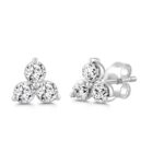 LADIES EARRINGS 1CT ROUND DIAMOND 14K WHITE GOLD - Image 3