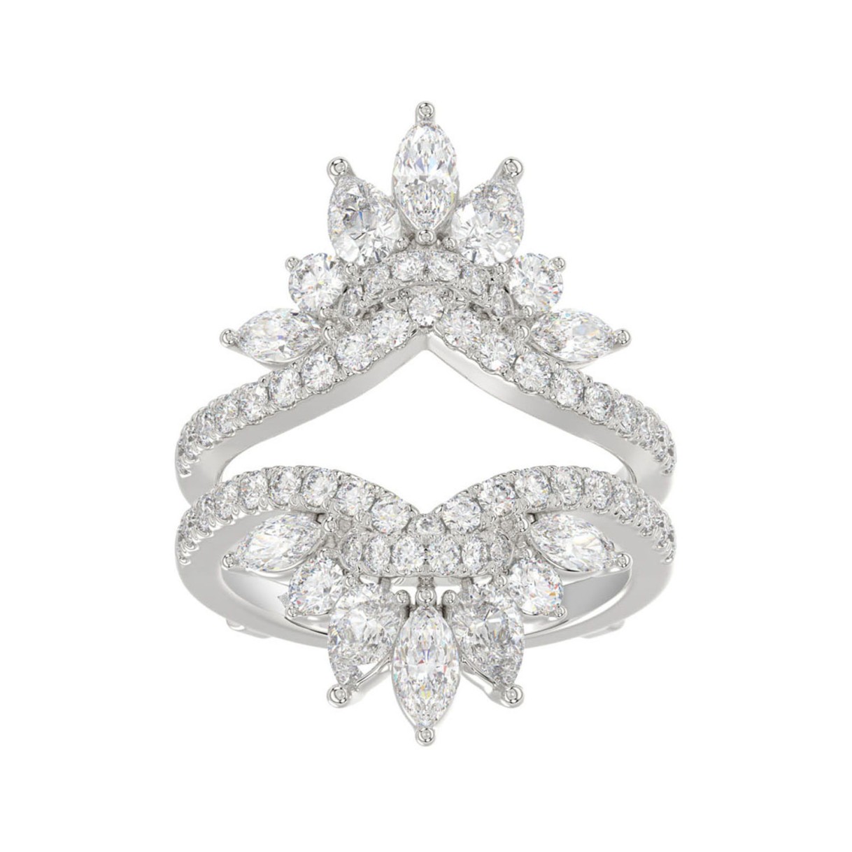 LADIES ENHANCERS RING 2 1/4CT ROUND/PEAR/MARQUISE DIAMOND 14K WHITE GOLD 1 LADIES ENHANCERS RING 2 1/4CT ROUND/PEAR/MARQUISE DIAMOND 14K WHITE GOLD - Image 1