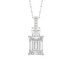 LADIES PENDANT 1 3/4CT ROUND/EMERALD DIAMOND 14K WHITE GOLD (CENTER STONE EMERALD DIAMOND 1 1/2CT)