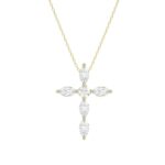 LADIES PENDANT WITH CHAIN 1 1/4CT ROUND/MARQUISE DIAMOND 14K YELLOW GOLD