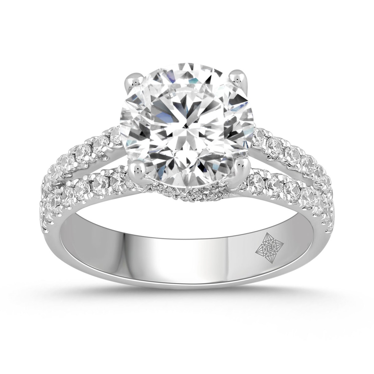 LADIES RING 3 1/2CT ROUND DIAMOND 14K WHITE GOLD (CENTER STONE ROUND DIAMOND 3CT ) 1 LADIES RING 3 1/2CT ROUND DIAMOND 14K WHITE GOLD (CENTER STONE ROUND DIAMOND 3CT ) - Image 1