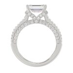 LADIES RING 3CT ROUND/EMERALD/BAGUETTE DIAMOND 14K WHITE GOLD (CENTER STONE EMERALD DIAMOND 2.00CT) - Image 2