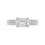 LADIES RING 3CT ROUND/EMERALD/BAGUETTE DIAMOND 14K WHITE GOLD (CENTER STONE EMERALD DIAMOND 2.00CT) - Image 4