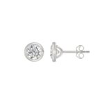 LADIES SOLITAIRE EARRINGS 2CT ROUND DIAMOND 14K WHITE GOLD - Image 2