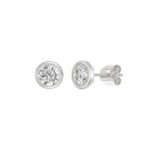 LADIES SOLITAIRE EARRINGS 2CT ROUND DIAMOND 14K WHITE GOLD - Image 3