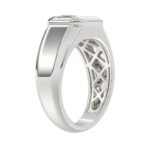 MEN'S RING 2CT EMERALD DIAMOND 14K WHITE GOLD (CENTER STONE EMERALD DIAMOND 2CT ) - Image 3