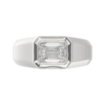 MEN'S RING 2CT EMERALD DIAMOND 14K WHITE GOLD (CENTER STONE EMERALD DIAMOND 2CT ) - Image 5