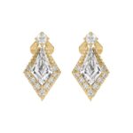 14K YELLOW GOLD 3/4CT ROUND/KITE STEP CUT DIAMOND LADIES EARRINGS