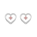 ETERNAL BLUSH COLLECTION LADIES EARRINGS 1/3CT ROUND DIAMOND 14K WHITE GOLD (CENTER STONE PINK ROUND DIAMOND 1/5CT)