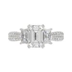 LADIES RING 3CT ROUND/EMERALD/CADILLAC DIAMOND 14K WHITE GOLD (CENTER STONE EMERALD DIAMOND 2CT ) - Image 5