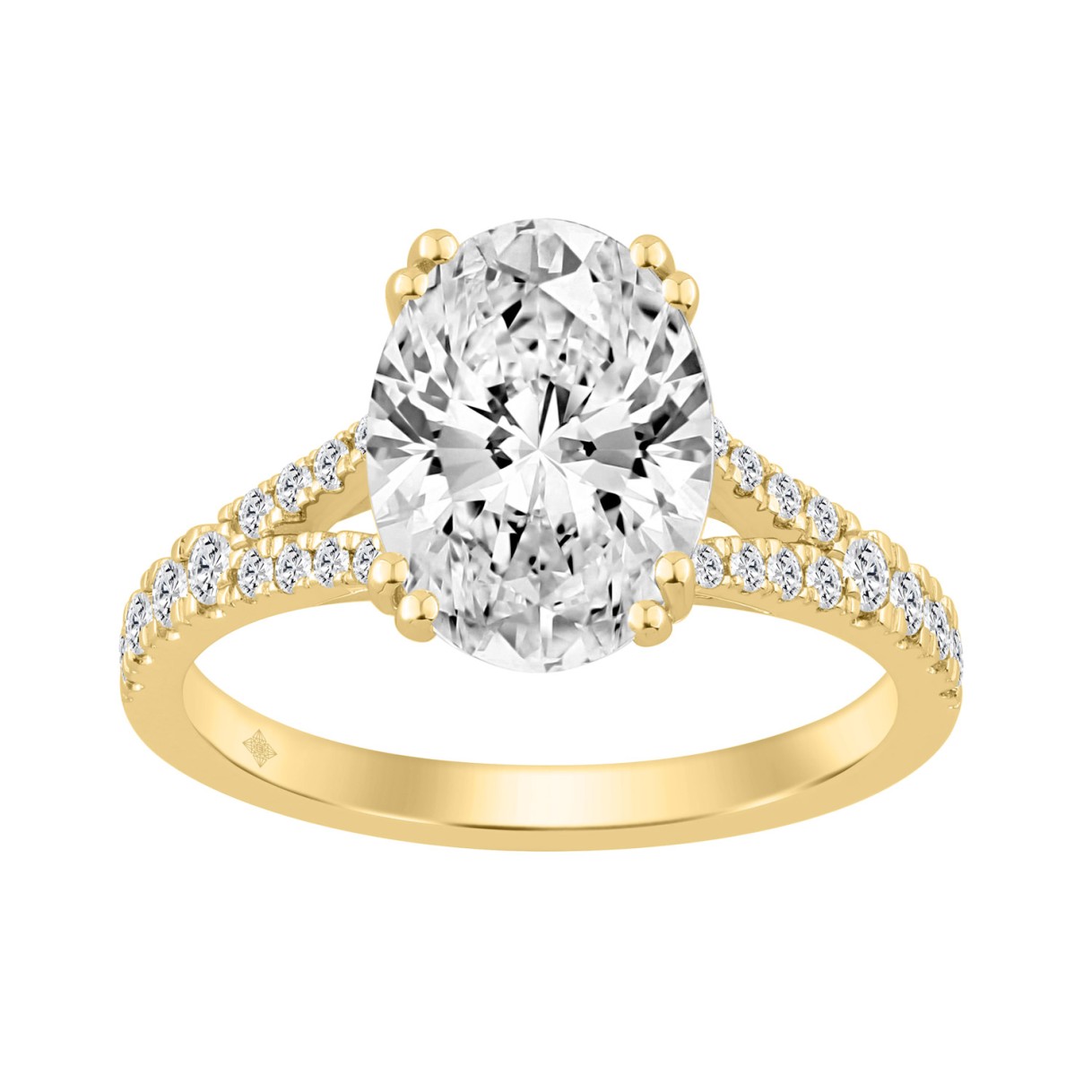 14K YELLOW GOLD 2 3/4CT ROUND/OVAL DIAMOND LADIES BRIDAL RING (CENTER STONE OVAL DIAMOND 2 1/2CT) 1 14K YELLOW GOLD 2 3/4CT ROUND/OVAL DIAMOND LADIES BRIDAL RING (CENTER STONE OVAL DIAMOND 2 1/2CT) - Image 1