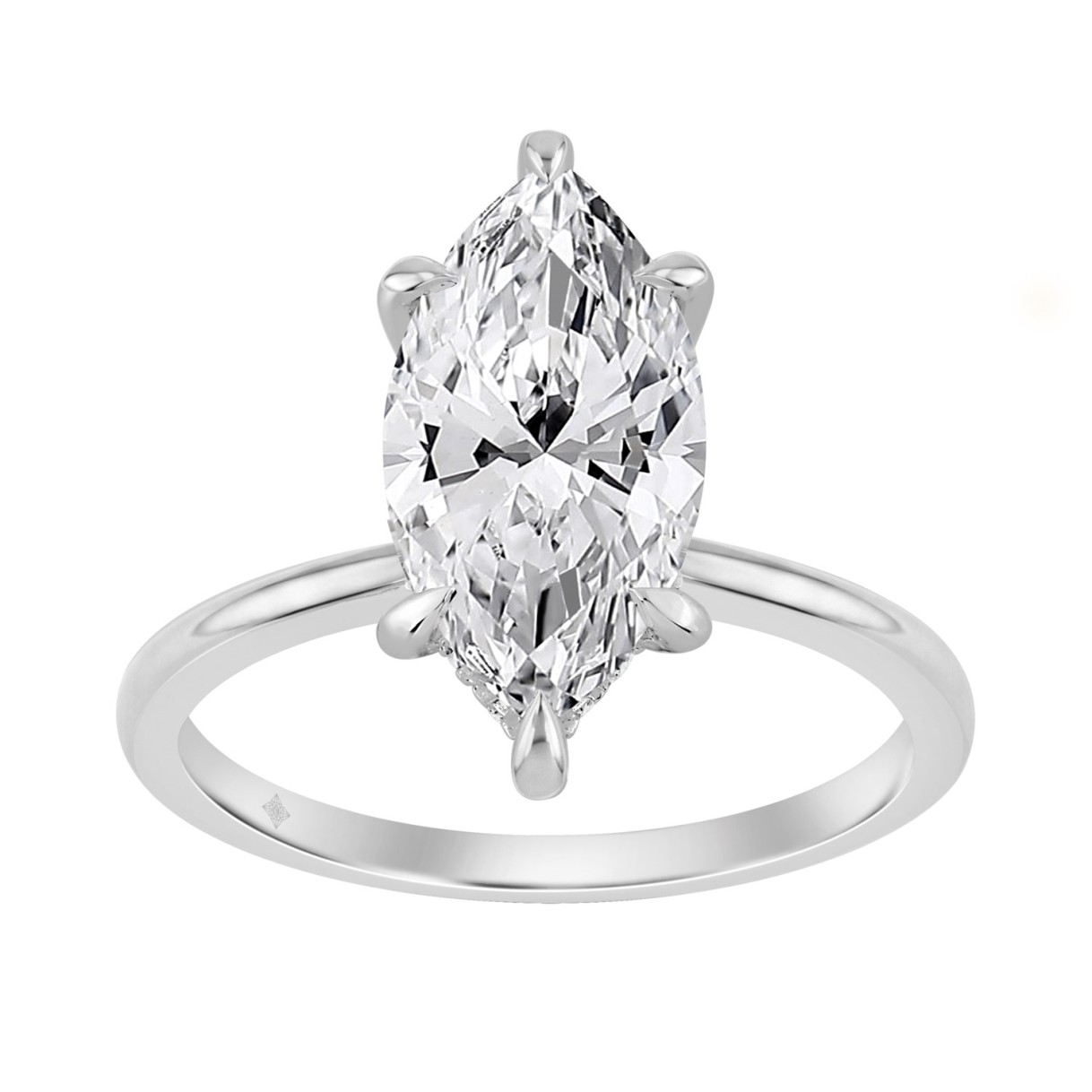 14K WHITE GOLD 3 1/6CT MARQUISE DIAMOND LADIES RING (CENTER STONE MARQUISE DIAMOND 3.00CT) 1 14K WHITE GOLD 3 1/6CT MARQUISE DIAMOND LADIES RING (CENTER STONE MARQUISE DIAMOND 3.00CT) - Image 1