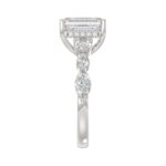 14K White Gold Emerald Cut Diamond Classic Bridal Ring for Ladies 4.00CT with Pear Round & Marquise Diamond 3.00CT Emerald Center stone (Color F-G - Image 4