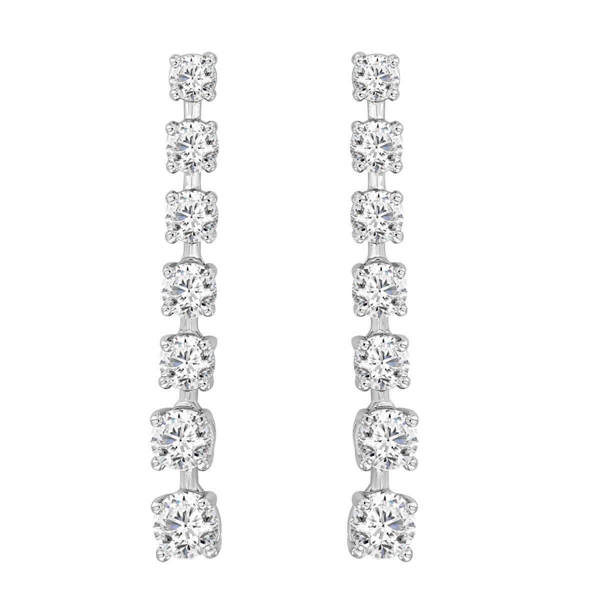 LADIES LINEAR EARRINGS 3CT ROUND DIAMOND 14K WHITE GOLD 1 LADIES LINEAR EARRINGS 3CT ROUND DIAMOND 14K WHITE GOLD - Image 1