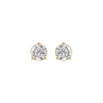 LADIES SOLITAIRE EARRINGS 1 1/2CT ROUND DIAMOND 14K YELLOW GOLD