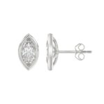 LADIES SOLITAIRE EARRINGS 3CT MARQUISE DIAMOND 14K WHITE GOLD - Image 2